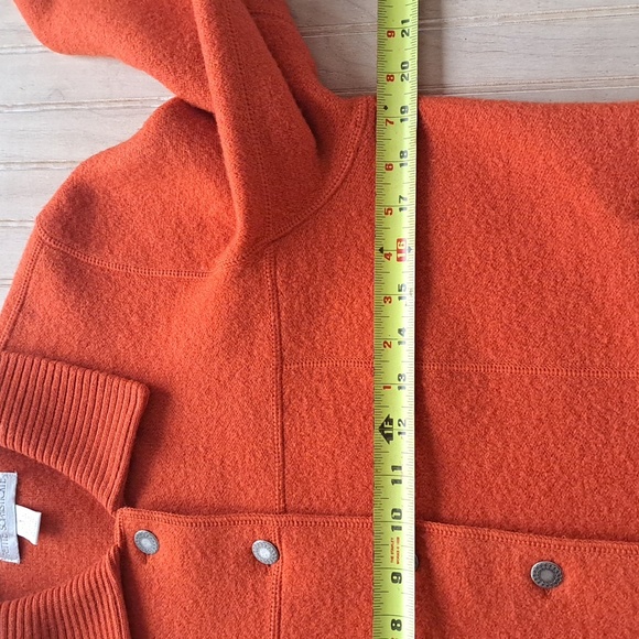 100% Wool Petite Sophisticate Classic Orange Jacket Coat Button Front Pockets - Picture 11 of 12